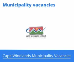Cape Winelands Municipality Vacancies 2023 Apply @capewinelands.gov.za