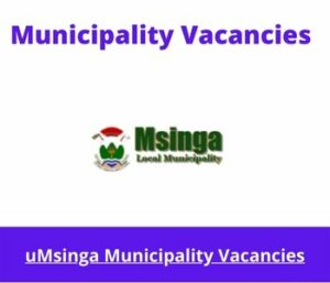 uMsinga Municipality Vacancies 2023 Apply@www.umsinga.gov.za